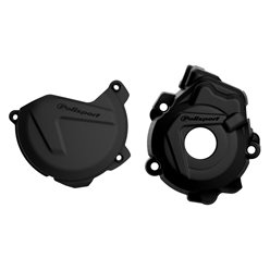 Zestaw osłon pokrywy alternatora i sprzęgła KTM SX-F/XC-F 250/350, Husqvarna FC 250/350 Czarny Polisport | 90970