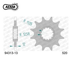 Zębatka przednia 13 Gas Gas EC 125/200/250/300/400 / 450/515 ŁAŃC. 520 AFAM | 94313-13