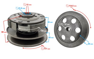 Sprzęgło do skutera 4T Barton Huragan 5 GY6 139QMB, 139QMA Skuter 4T