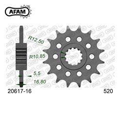 Zębatka przednia 16 Honda NC 750X/S/DCT, Integra 750 DCT ŁAŃC. 520 AFAM | 20617-16