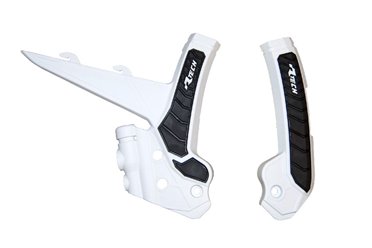 RACETECH (RTECH) OSŁONY RAMY (KOMPLET) BI-MATERIAL SUPER GRIP GAS GAS MC 125 / 250 2024, MCF / ECF / EXF 250 / 350 / 450 / FACTORY EDITION 2024, ECF 500 2024, EC / EX 250 / 300 2024, EC / EX 250 / 300 2024, KOLOR BIAŁY / CZARNY