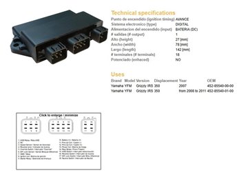 Moduł Zapłonu CDI Yamaha YFM 350 GRIZZLY DZE | 1592-01