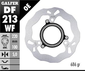 GALFER TARCZA HAMULCOWA TYŁ KAWASAKI NINJA 300 R SP (ABS) 2013-, NINJA 400 / ABS 2018-, Z 400 2020- (220X100X5MM) WAVE