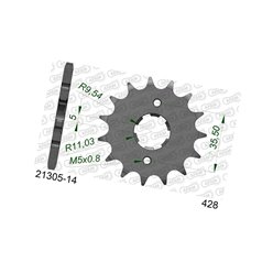Zębatka przednia 14 Yamaha TW 125 ŁAŃC. 428 AFAM | 21305-14