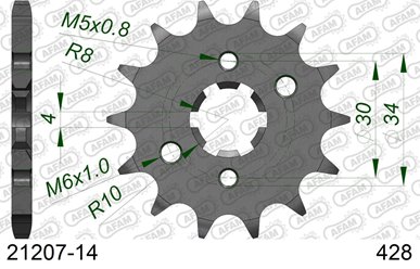 Zębatka przednia 14 Yamaha YBR125, XT 125 R/X ŁAŃC. 428 AFAM | 21207-14