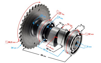 Wałek rozrządu do skutera 4T 50cc Barton Huragan