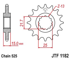 ZĘBATKA PRZEDNIA 2082 13 TRIUMPH TT/DAYTONA/SPEED FOUR 600 '00-05' DAYTONA 650 '05, (208213JT) (ŁAŃC. 525)