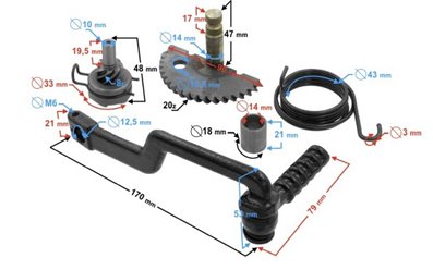 Zestaw Półksiężyc, kopka, kopniak, bendix, rozrusznik nożny skuter GY6 | 5905220821013