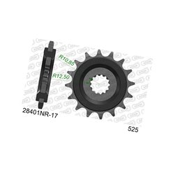 Zębatka przednia 17 Z GUMĄ Suzuki GSXR 750/1000, DL 1000 ŁAŃC. 525 AFAM | 28401NR-17