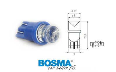Żarówka BOSMA 12V 1*LED STANDARD T10 BLUE WIDE VIEWING BLISTER