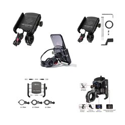 Uchwyt motocyklowy na telefon z ładowarką R9 metal USB QC Biketec | BT154