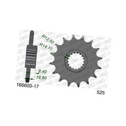 Zębatka przednia 2078 17 z gumą Aprilia RST/RSV/SL 1000; BMW F 650/700/800 GS Łańcuch 525 AFAM | 166600NR-17