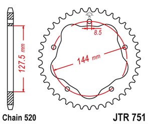 ZĘBATKA TYLNA 4320M 42 ALUMINIOWA (ERGAL) DUCATI MONSTER 800 S2R '05-'07, HYPERMOTARD 950 '19-'23, BIPOSTO 748/S '95-'03 (ŁAŃC. 520) (STREETFIGHTER/EVO 848 '08-'15 KONWERSJA NA ŁAŃC. 520) (POTRZEBNY A