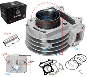 Cylinder Moretti do skutera 4T 60cc 139QMB Skuter 4T