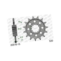 Zębatka przednia 15 Honda CB 600 Hornet, CBR 600F, CBF 600 ŁAŃC. 525 AFAM | 20516-15