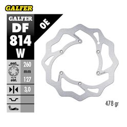 GALFER TARCZA HAMULCOWA PRZÓD BETA RR 250/300/350 2012-, RR 390/400/430/450/450/498 2014-, XTRAINER 250/300 2015- WAVE (260X127X3MM)
