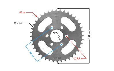 Zębatka tylna Moretti 40 / 428 do ATV 150