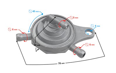 Pompka paliwa kranik SKUTER ORLANDO 3 wejścia Skuter 2T