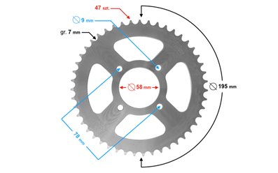 Zębatka tylna Moretti 47 / 428 139FMB Motorower biegowy