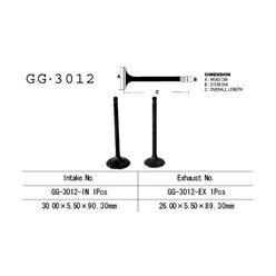 Zawór ssący Suzuki GN 125, DR 125, FL 125 (30,00X5,5X90,30mm) Vesrah | GG-3012-IN