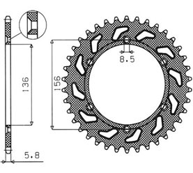 Zębatka TYLNA 702 41 HUSQVARNA SM 610 (08-09), SUZUKI DR350 (90-03), RGV 250 (91-96) (JTR822.41) (ŁAŃC. 520) (70241JT) SUNSTAR