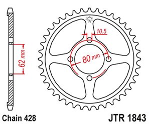 ZĘBATKA TYLNA 843 49 YAMAHA TT-R 125 '02-21' (84349JT) (ŁAŃC.428)