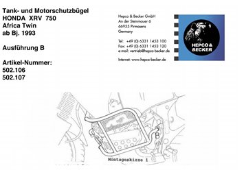 Gmole silnika Honda XRV 750 Africa Twin 1993 - 2003 Hepco Becker | 502107 00 01