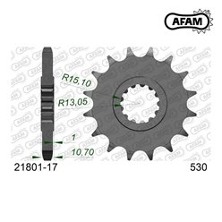 Zębatka przednia 17 Z GUMĄ Yamaha FZ1, R1, FJ, XJR ŁAŃC. 530 AFAM | 21801NR-17