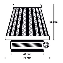 Filtr powietrza stożkowy chromowany (42x74x62mm) MIW | M5003