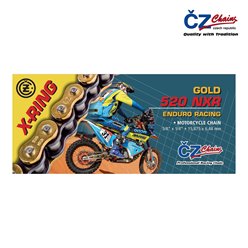 Łańcuch napędowy 520 NXR (116 ogniw) ACTIVE RING (X-RING) złoty ENDURO RACING do 600 CCM (15,875 X 6,48MM) (35,1 KN) + zapinka CZ | CZ520NXR116GL