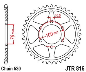 ZĘBATKA TYLNA 816 45 SUZUKI GSXR1100, GSXR750 (92-95) (81645JTZBK) (ŁAŃC. 530) KOLOR CZARNY - ZAMIENNA Z 825 45