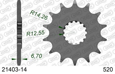 Zębatka przednia 14 Yamaha YFZ 450, YFM 700 Raptor ŁAŃC. 520 AFAM | 21403-14