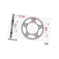 Zębatka tylna 43 Honda CB 600 Hornet, CBR 600F, CBF 600 ŁAŃC. 525 AFAM | 10613-43