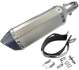 TŁUMIK TUNNINGOWY UNIWERSALNY STAL013, 370 mm(kolor: tytanowy)- końcówka czarna