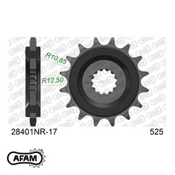 Zębatka przednia 17 Z GUMĄ Suzuki GSXR 750/1000, DL 1000 ŁAŃC. 525 AFAM | 28401NR-17