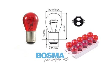 Żarówka BOSMA 12V 21 / 5W BAY15d RED (4148) OP10 SZT
