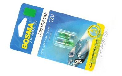 Żarówka BOSMA 12V 1*LED STANDARD T10 GREEN BLISTER
