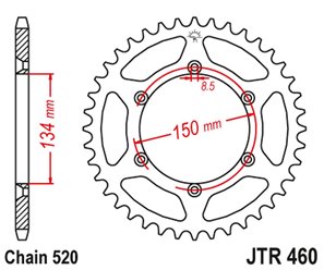 ZĘBATKA TYLNA 489 39 KAWASAKI KX/KXF `84-20 (48939JT) (ŁAŃC. 520)