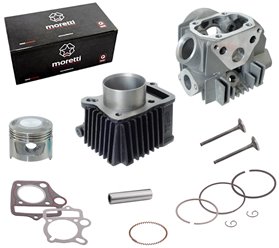 Cylinder i głowica 70cc Moretti do motoroweru Barton Fighter 1 z silnikiem poziomym (bez wałka rozrządu) 139FMB Motorower biegowy