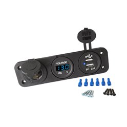 Gniazdo zapalniczki 12v USB woltomierz Niebieski wyświetlacz