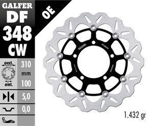 GALFER TARCZA HAMULCOWA PRZÓD SUZUKI GSX-R 600 2006-2007; GSX-R 750 2006-2007; GSX-R 1000 2005-2008; M 109R BOULEVARD; VZR 1800 INTRUDER 2006- (WAVE FLOATING) (310X100X5MM) | DF348CW