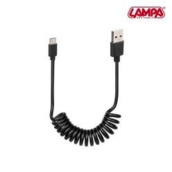 Kabel USB Typu C sprężynowy 100cm czarny Lampa | 38702