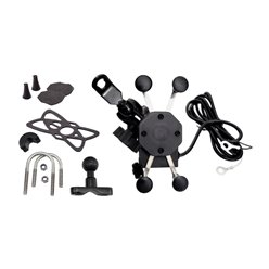 Uchwyt motocyklowy na telefon z USB, 2 mocowania