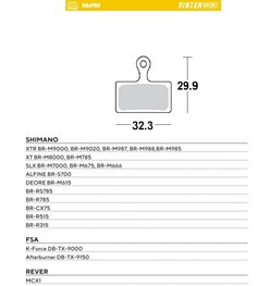 Klocki hamulcowe rowerowe Sinter Sport Metaliczne Shimano XTR BR-M9000/M9020/M987 / M988/M985, XT BR-M8000/M785, SLX BR-M7000/M675, Deore BR-M615 Moto-Master | 730455