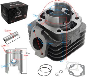 Cylinder Moretti do skutera 2T 70cc 1PE40QMB sw.12mm Skuter