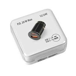 Uniwersalna ładownica USB 20W do gniazda zapalniczki 2x USB C i A Lampa | 38692
