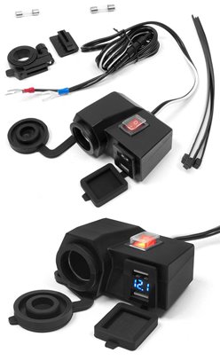 Gniazdko zapalniczki na kierownicę 12V 2x USB 5V Biketec | BTMUS06