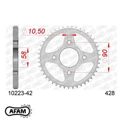 Zębatka tylna 42 Honda CG 125, CM 125, CB 125T, Daelim VC 125 ŁAŃC. 428 AFAM | 10223-42