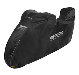 Pokrowiec wodoodporny na motocykl Aquatex PRO z miejscem na kufer centralny czarny L Oxford | CV236