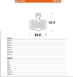 Klocki hamulcowe rowerowe Sinter Metaliczne Avid Elixir 9/7/5/3/1/CR/R, SRAM XX/XO/DB1/DB 3/DB 5/LEVEL T/LEVEL TL Moto-Master | 730654